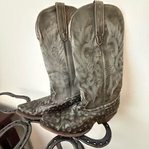 Olive Green Crocodile Western Cowboy Boots